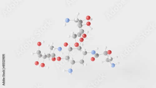 amikacin molecule 3d, molecular structure, ball and stick model, structural chemical formula antibiotic