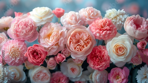 A vintage-inspired bouquet of pink peonies and white roses  elegantly arranged to form a stunning banner that beckons with its delicate beauty  captured in breathtaking 8k clarity