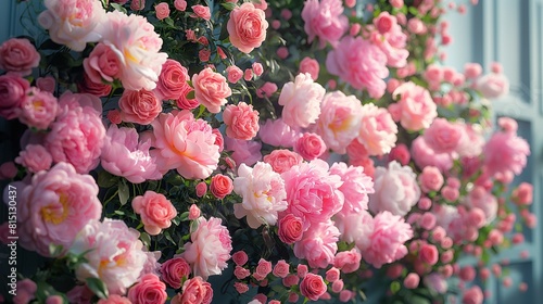 Cascading pink peonies and pristine white roses form a mesmerizing cover  their delicate blooms captured in exquisite detail against a backdrop a night sky beauty in breathtaking 8k resolution