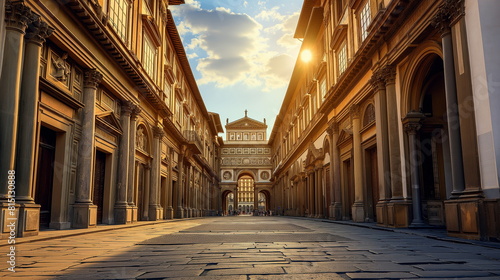 Uffizi Florence Italy Afternoon Under the bright s_009 photo