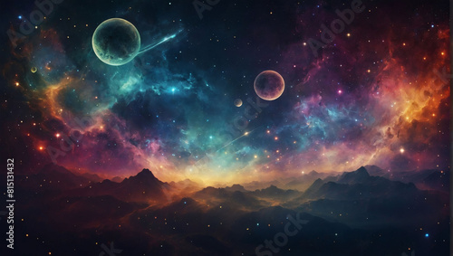 Cosmic Dreamscape  Surreal Fantasy Nebula with Planets and Stars in Digital Artwork.