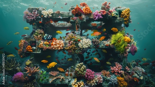  Artificial reefs constructed from recycled materials boosting marine life.