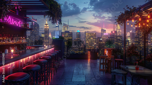 Skyline Serenity: Vibrant Rooftop Bar Elevating City Exploration with Craft Cocktails and Live Music