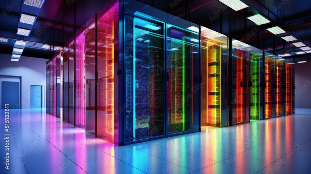 Fototapeta premium Data centers offering colocation services for businesses needing high-speed access and physical security.