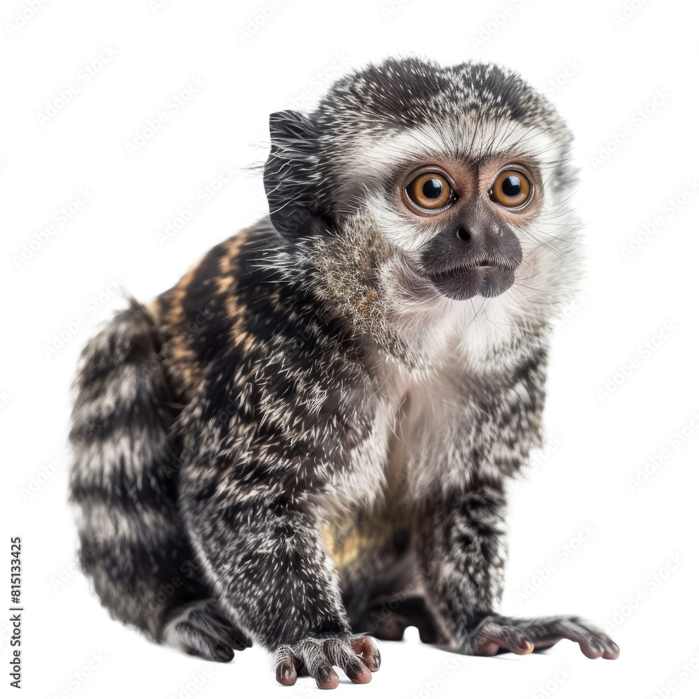 A marmoset sitting in front of a plain Png background, a marmoset isolated on transparent background A marmoset sitting in front of a plain Png background, a marmoset isolated on transparent background