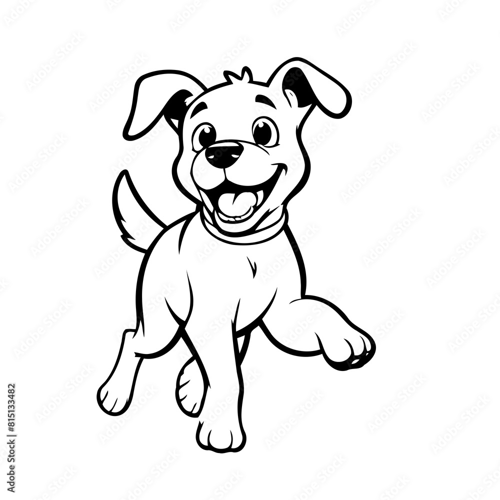 Fototapeta premium Cute vector illustration Puppy doodle for kids colouring page