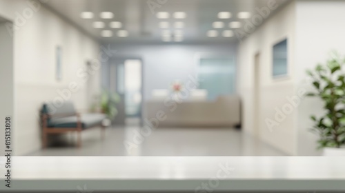 Empty white clean hallway bright corridor in the hospital building interior design. Generated AI