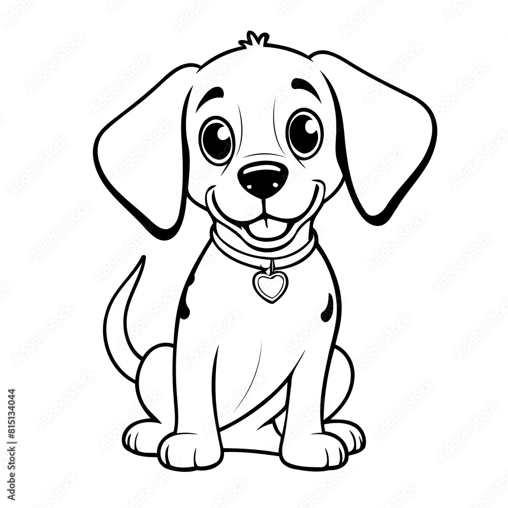 Fototapeta premium Vector illustration of a cute Puppy drawing for children page