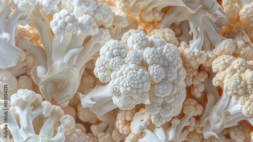  Fresh cut cauliflower, white and floretted.