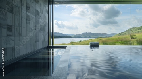  Health retreat in the Scottish lowlands, loch views, spa therapies, tranquil nature. photo