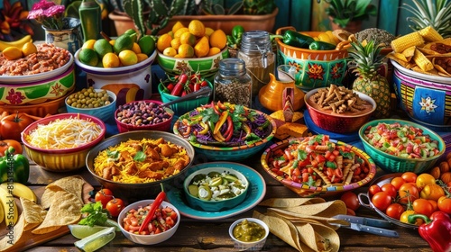  Heritage-themed Cinco de Mayo buffet, authentic, vibrant. © Gefo