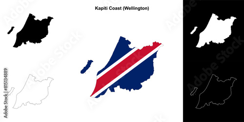 Kapiti Coast blank outline map set