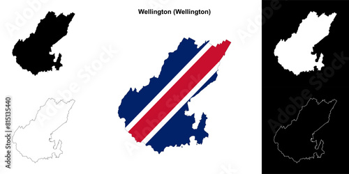 Wellington blank outline map set
