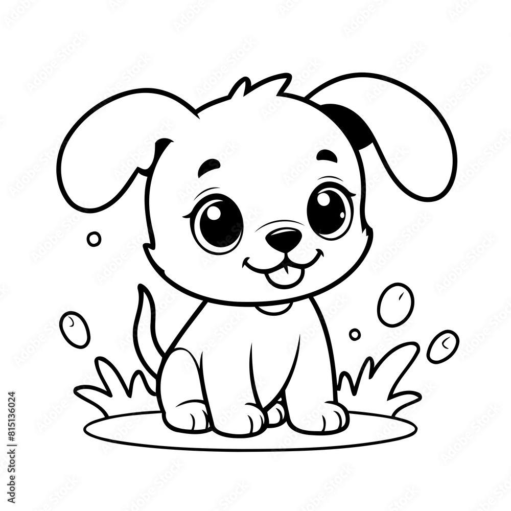 Cute vector illustration Puppy drawing colouring activity Cute vector illustration Puppy drawing colouring activity