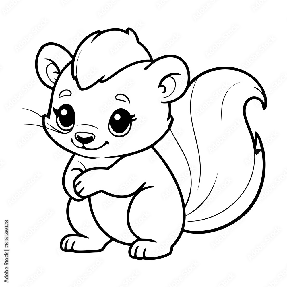 Fototapeta premium Vector illustration of a cute Skunk doodle for toddlers coloring activity