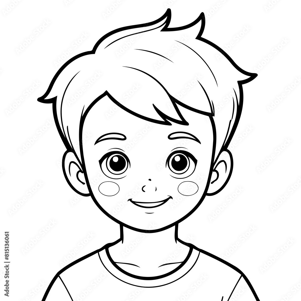 Vector illustration of a cute Boy drawing for kids colouring page Vector illustration of a cute Boy drawing for kids colouring page