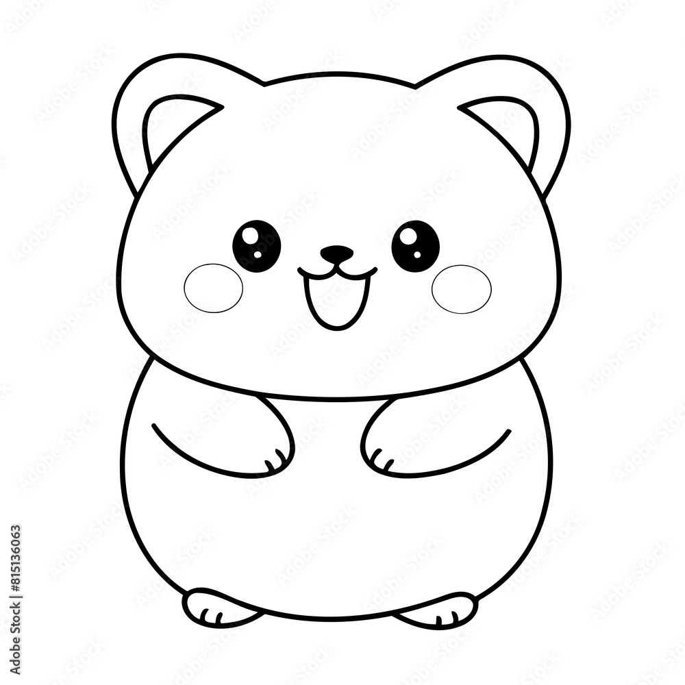 Naklejka premium Simple vector illustration of Kawaii colouring page for kids