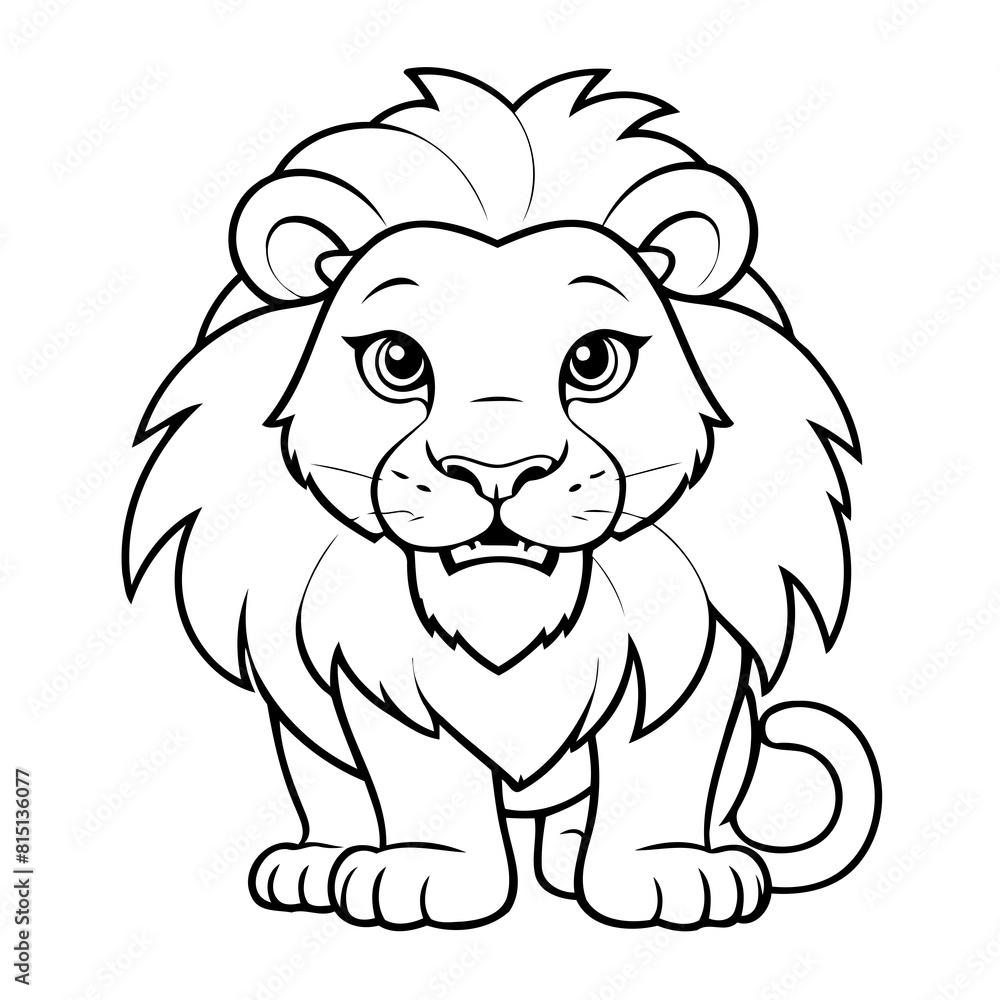 Simple vector illustration of Lion drawing for toddlers coloring activity Simple vector illustration of Lion drawing for toddlers coloring activity