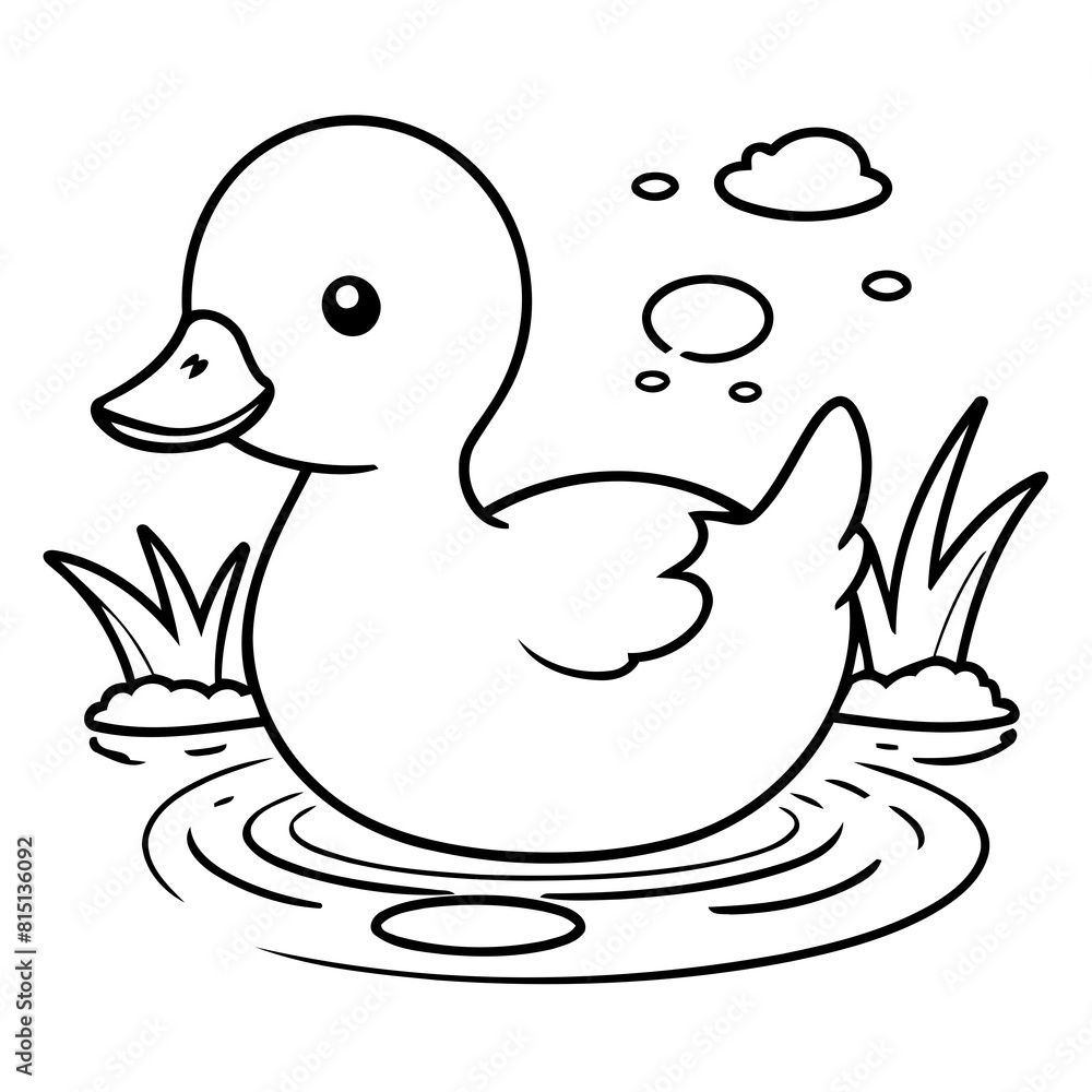 Cute vector illustration Duck for toddlers colouring page Cute vector illustration Duck for toddlers colouring page
