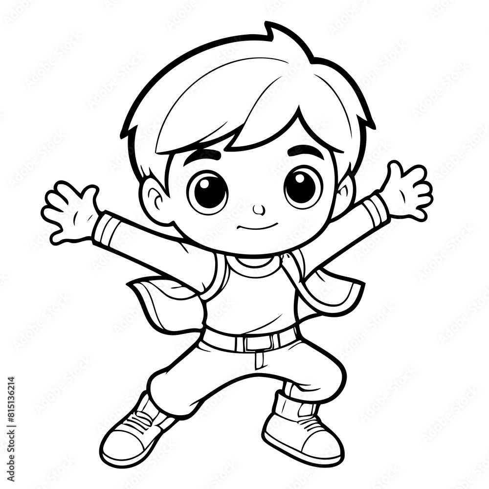 Vector illustration of a cute Boy doodle for kids colouring page Vector illustration of a cute Boy doodle for kids colouring page