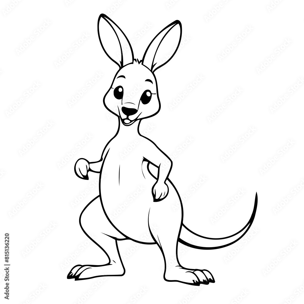 Obraz premium Vector illustration of a cute Kangaroo doodle for toddlers coloring activity