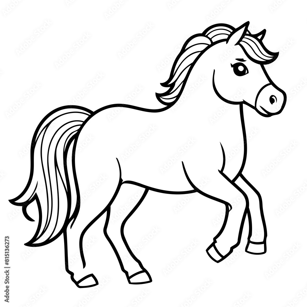 Vector illustration of a cute Horse drawing for children page Vector illustration of a cute Horse drawing for children page