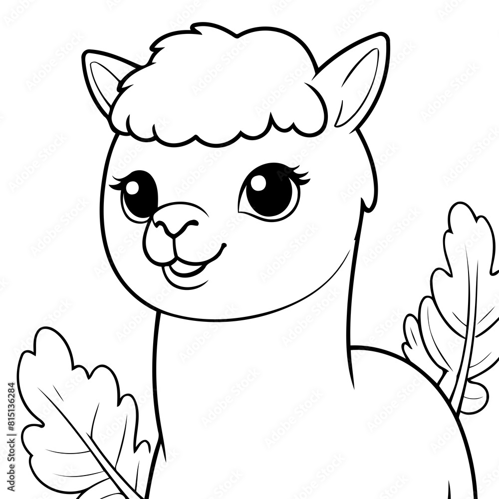 Vector illustration of a cute Alpaca doodle for kids coloring worksheet Vector illustration of a cute Alpaca doodle for kids coloring worksheet