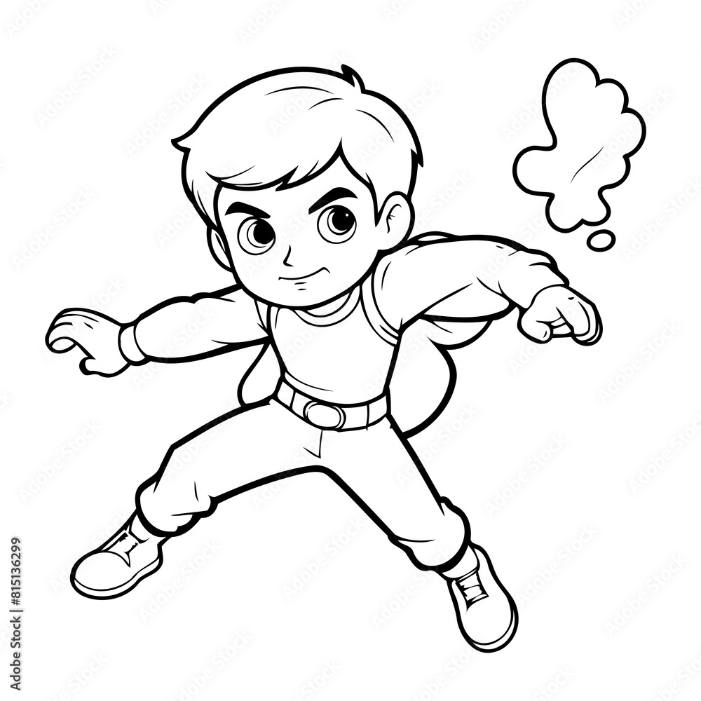 Simple vector illustration of Boy colouring page for kids Simple vector illustration of Boy colouring page for kids