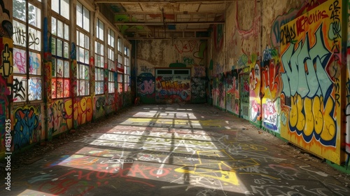  School walls covered with educational graffiti  learning in color          Artful education.