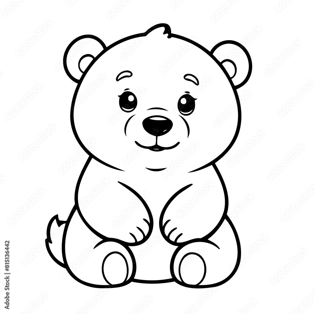 Fototapeta premium Simple vector illustration of Polarbear drawing for toddlers colouring page