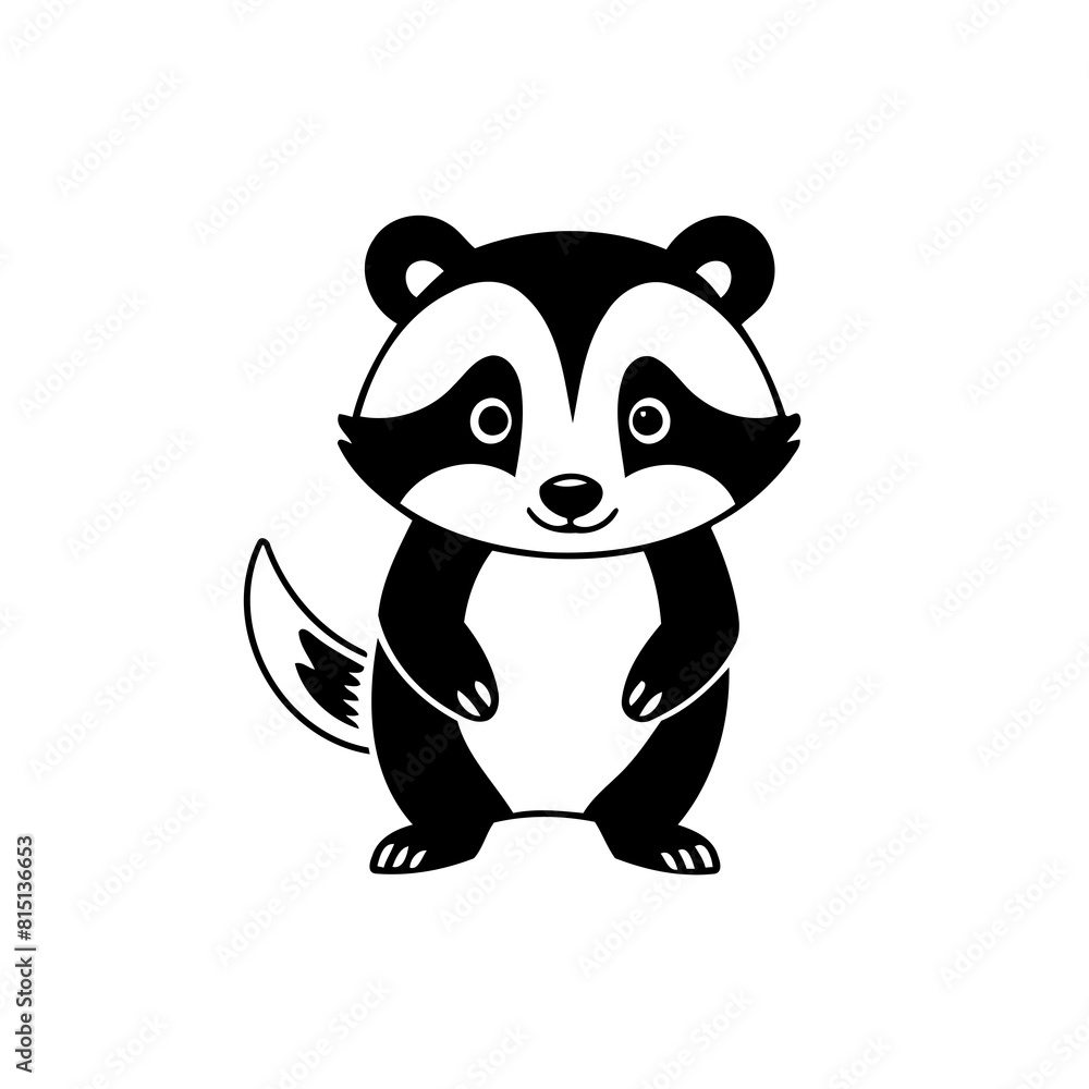 Cute vector illustration Badger hand drawn for kids page Cute vector illustration Badger hand drawn for kids page