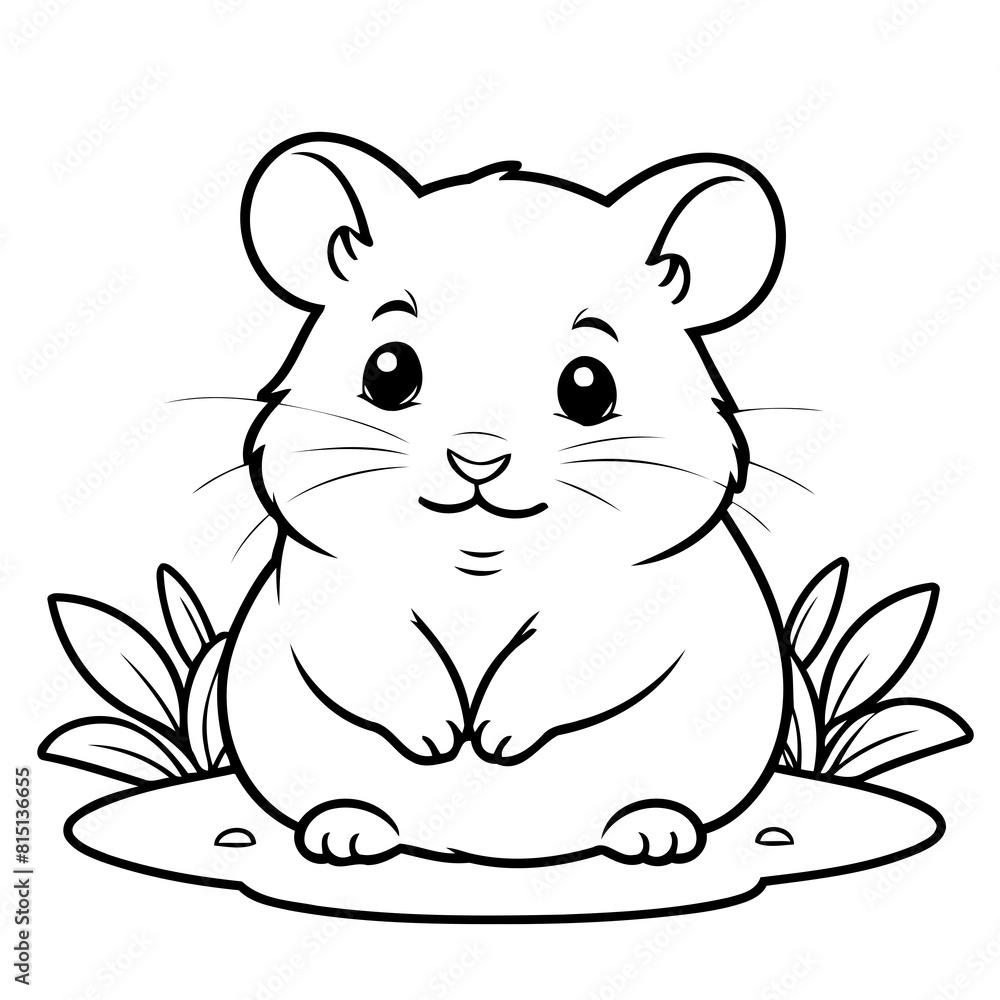 Cute vector illustration Hamster for toddlers colouring page Cute vector illustration Hamster for toddlers colouring page