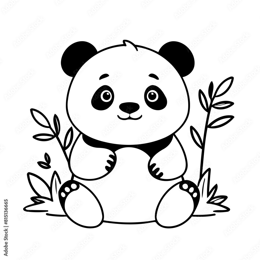 Simple vector illustration of Panda drawing for toddlers colouring page Simple vector illustration of Panda drawing for toddlers colouring page