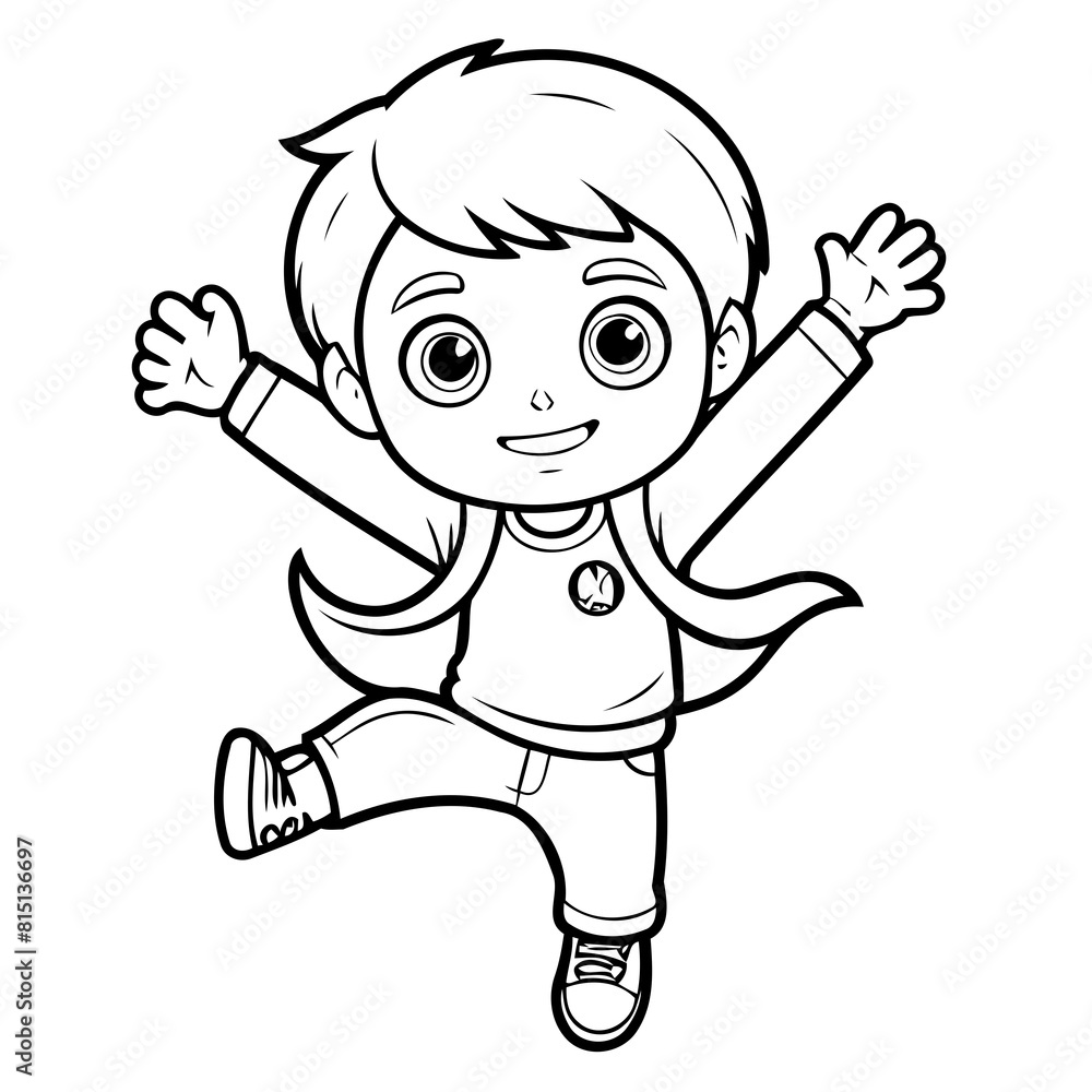 Cute vector illustration Boy drawing for toddlers colouring page Cute vector illustration Boy drawing for toddlers colouring page