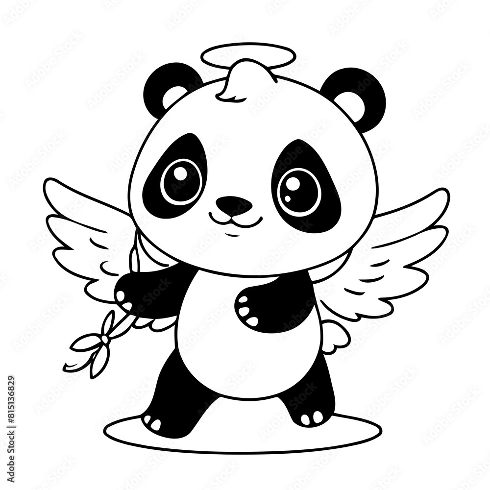 Simple vector illustration of Panda drawing for kids colouring page Simple vector illustration of Panda drawing for kids colouring page