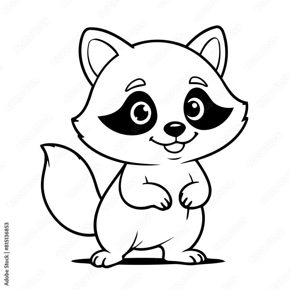 Cute vector illustration Raccoon drawing for toddlers colouring page Cute vector illustration Raccoon drawing for toddlers colouring page
