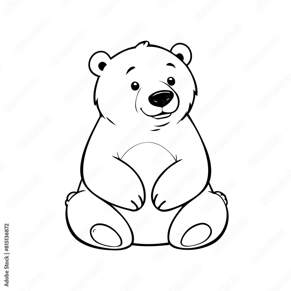 Obraz premium Simple vector illustration of Polarbear for toddlers colouring page