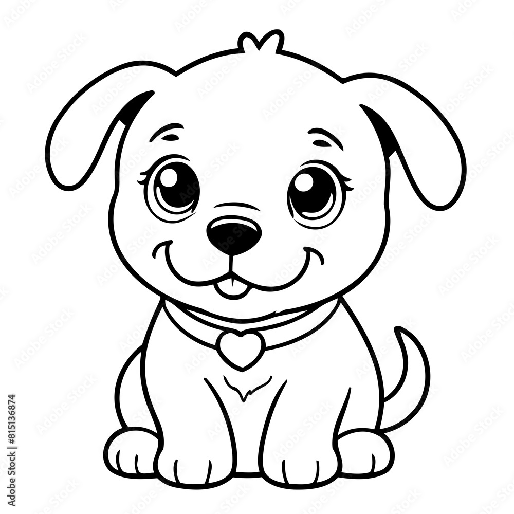 Vector illustration of a cute Puppy doodle for kids colouring page Vector illustration of a cute Puppy doodle for kids colouring page