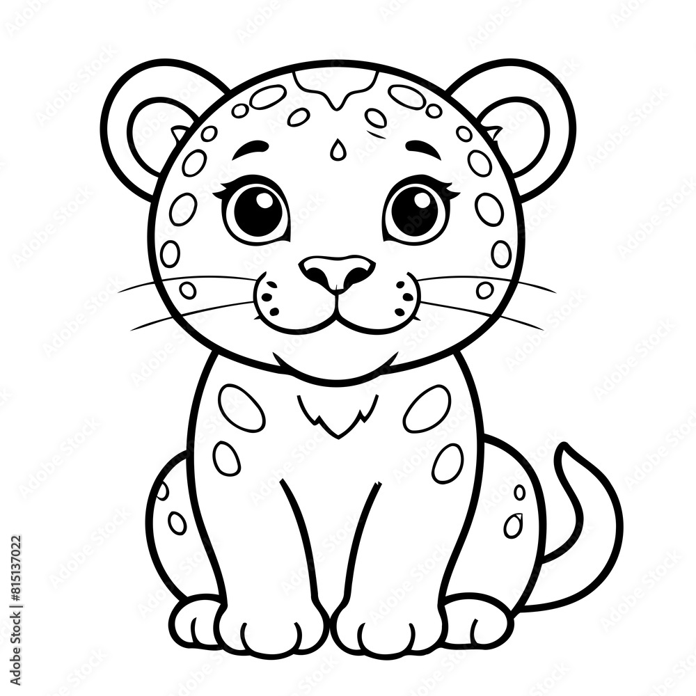 Fototapeta premium Simple vector illustration of Jaguar hand drawn for kids page