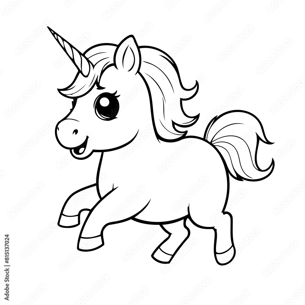 Cute vector illustration Unicorn for toddlers colouring page Cute vector illustration Unicorn for toddlers colouring page