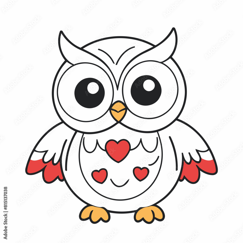 Simple vector illustration of Owl drawing for kids colouring page Simple vector illustration of Owl drawing for kids colouring page