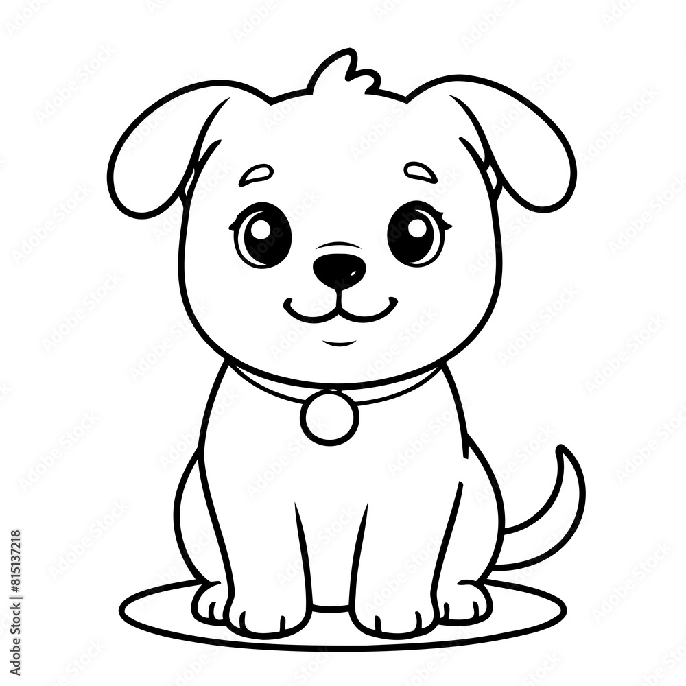 Vector illustration of a cute Dog drawing for kids page Vector illustration of a cute Dog drawing for kids page
