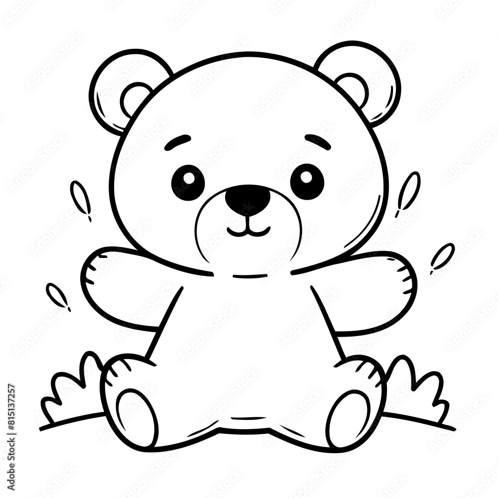 Cute vector illustration Bear doodle for toddlers worksheet Cute vector illustration Bear doodle for toddlers worksheet