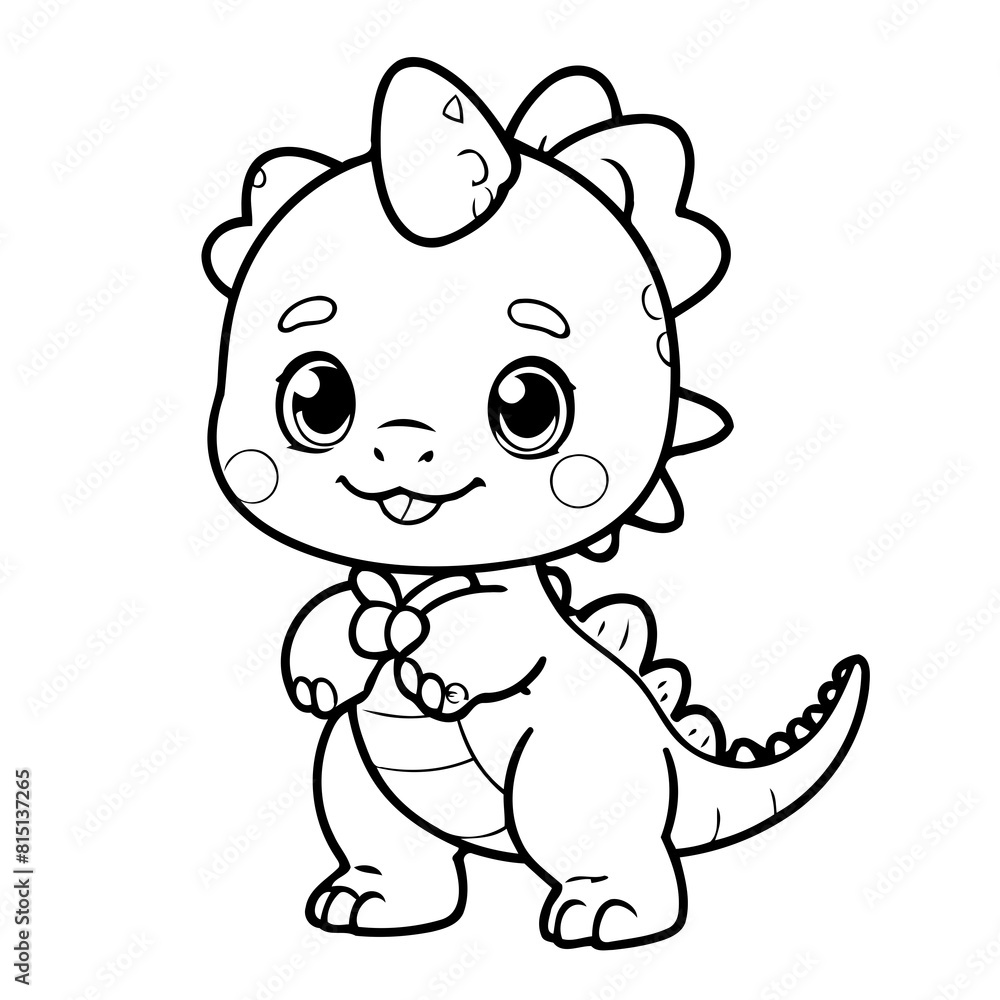 Vector illustration of a cute Dino drawing for toddlers coloring activity Vector illustration of a cute Dino drawing for toddlers coloring activity