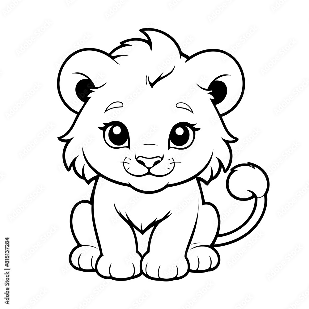 Vector illustration of a cute Lion drawing colouring activity Vector illustration of a cute Lion drawing colouring activity