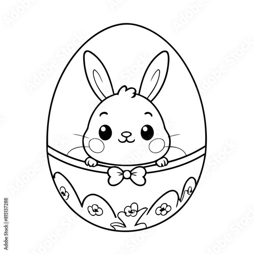 Cute vector illustration Bunny doodle for toddlers colouring page