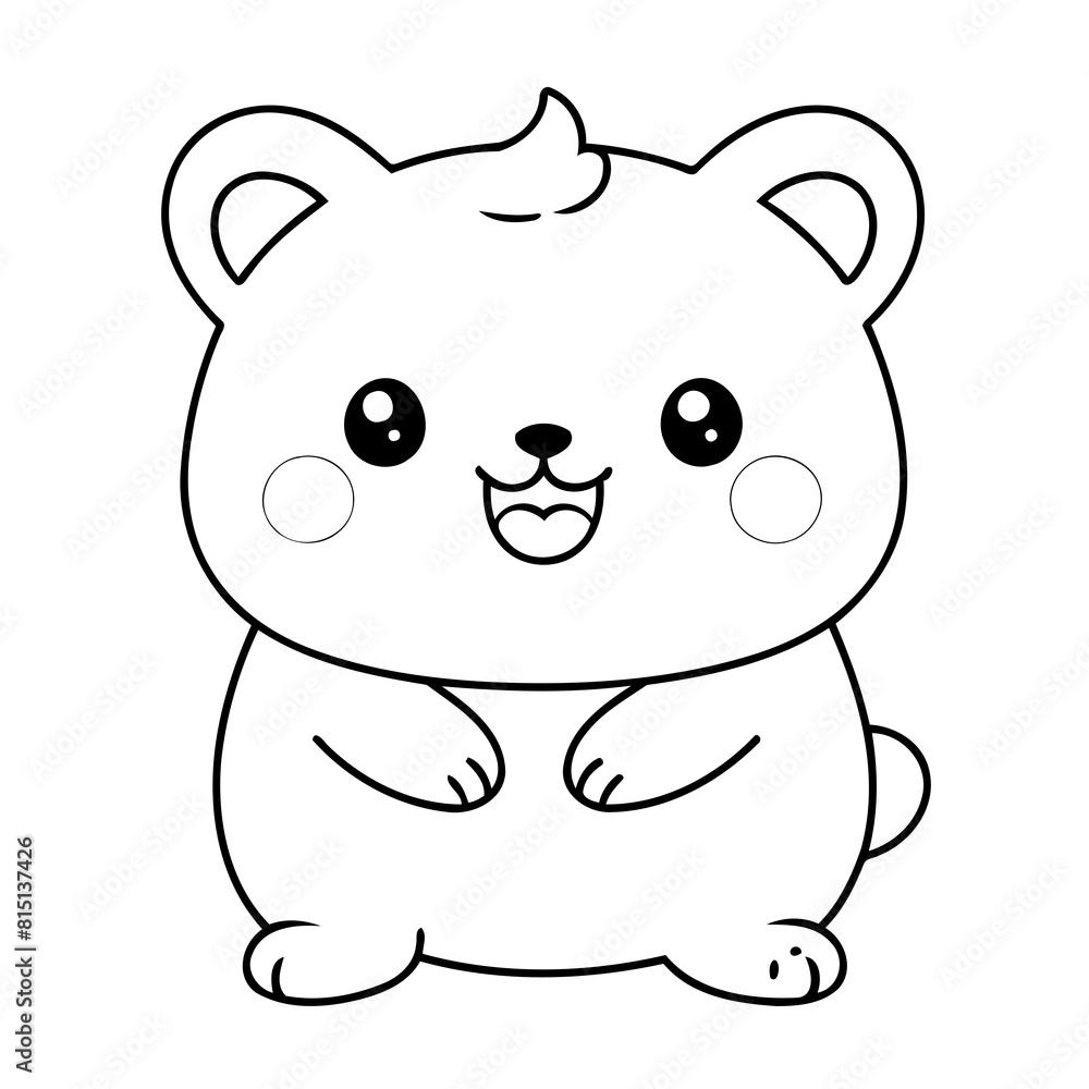 Naklejka premium Cute vector illustration Kawaii colouring page for kids