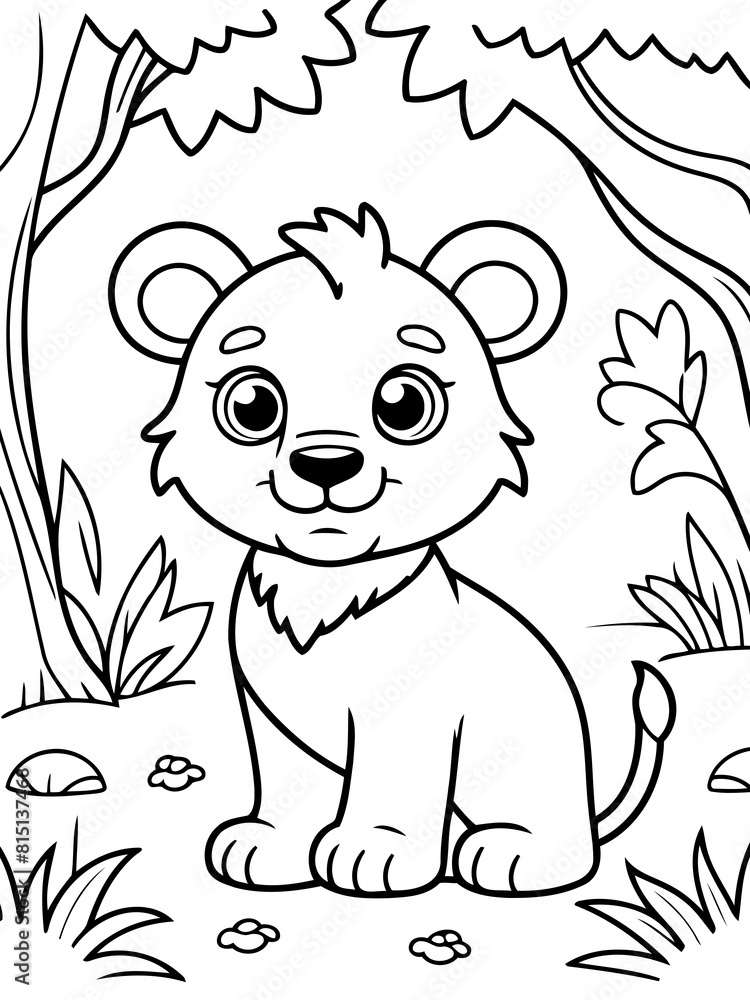 Cute vector illustration Lion drawing for children page Cute vector illustration Lion drawing for children page