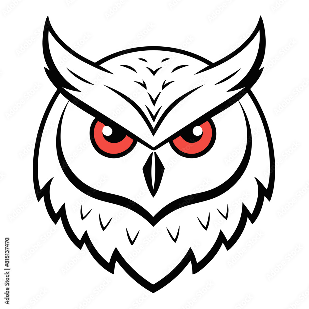 Fototapeta premium Vector illustration of a cute Owl drawing for toddlers coloring activity