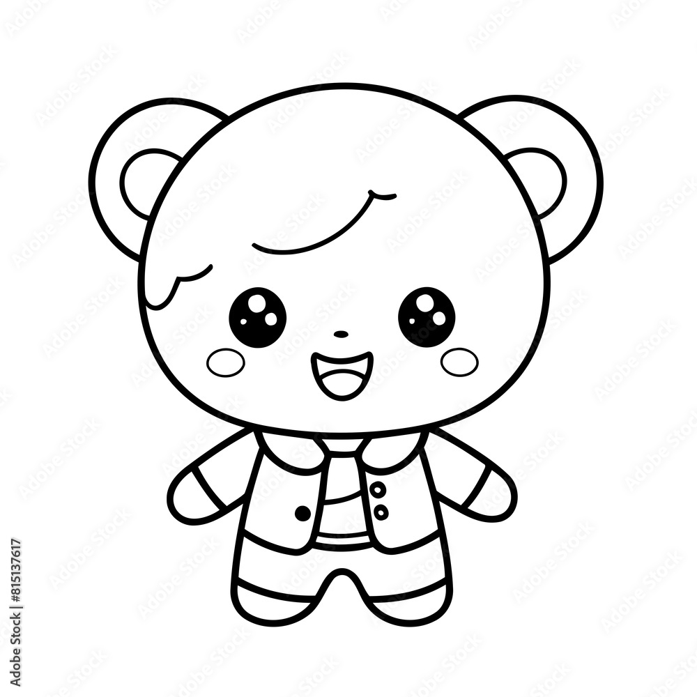 Simple vector illustration of Kawaii for toddlers colouring page Simple vector illustration of Kawaii for toddlers colouring page